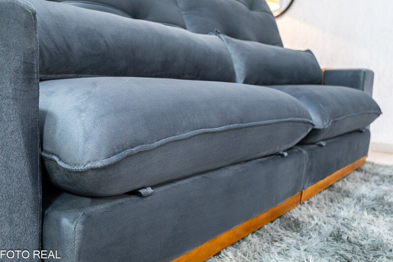 Sofá Retrátil Reclinável Toronto 2.50m Veludo Chumbo 4053 - Molas Ensacadas - Imagem 5