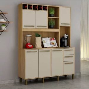 Armário de Cozinha Granada Cinamomo/Off White Larg. 1.46m Valdemoveis