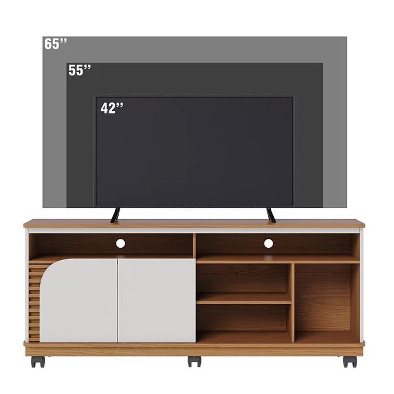 Rack Bancada Jurerê Larg. 1.50m Freijó/Off White para TV até 65"- Colibri - Imagem 6