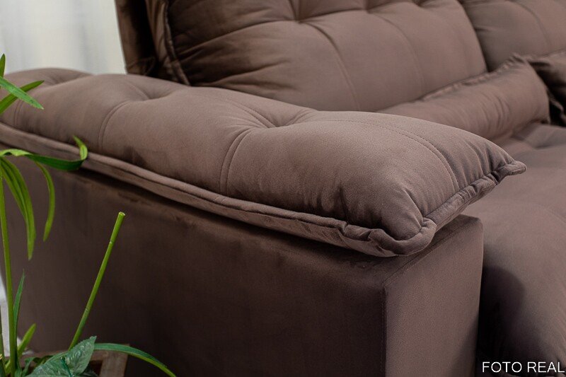 Sofá Retrátil Reclinável Ibis 2.50m Veludo Marrom 815 - D33 e Molas Ensacadas - Imagem 7