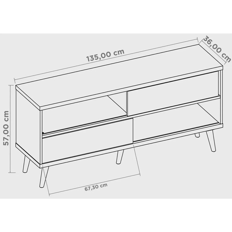 Rack Bancada NT 1180 Larg.1.35m Freijó/Off para TV até 55"- Notável - Imagem 9