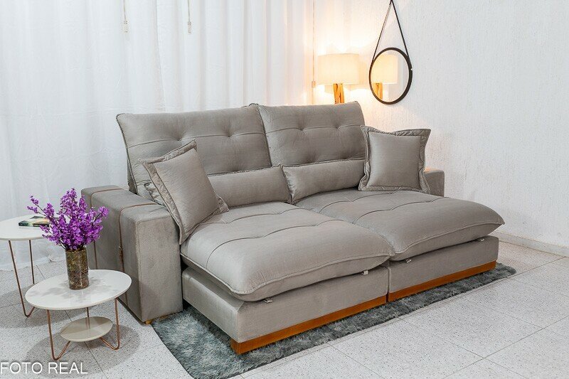 Sofá Retrátil Reclinável Toronto 2.50m Veludo Avelã 4052 - Molas Ensacadas