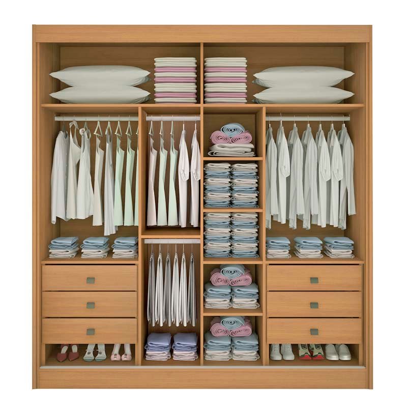 Guarda-Roupa Casal 2 Portas Titanium Ripado MDF Cinamomo/Off White Larg. 2.20m D Doro - Imagem 5