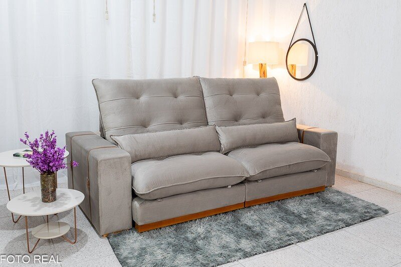 Sofá Retrátil Reclinável Toronto 2.50m Veludo Avelã 4052 - Molas Ensacadas - Imagem 6