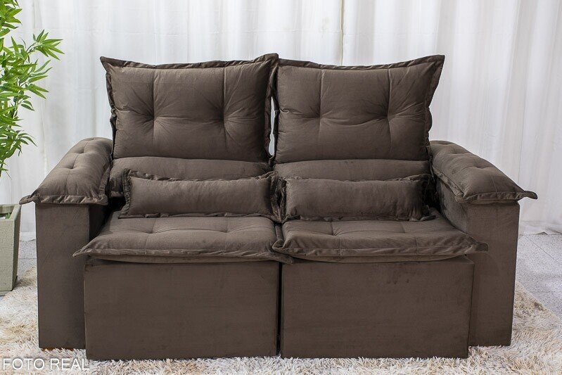 Sofá Retrátil Reclinável Nicole 1.80m Veludo Marrom A17 - Imagem 6