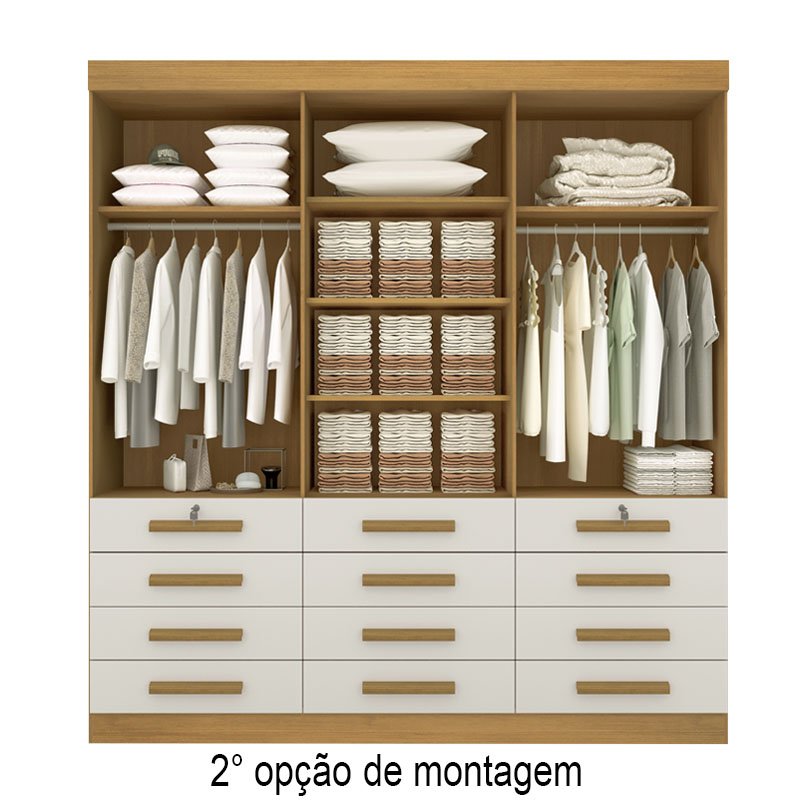 Roupeiro Casal Mônaco Cinamomo/Off 6 Portas 12 Gavetas Larg. 2.40m - D Doro - Imagem 3
