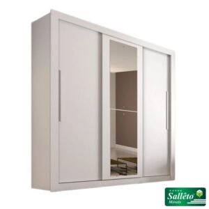 Guarda-Roupa Casal 3 Portas New Panamá c/Espelho Tóquio Branco Larg. 1.85m Sallêto