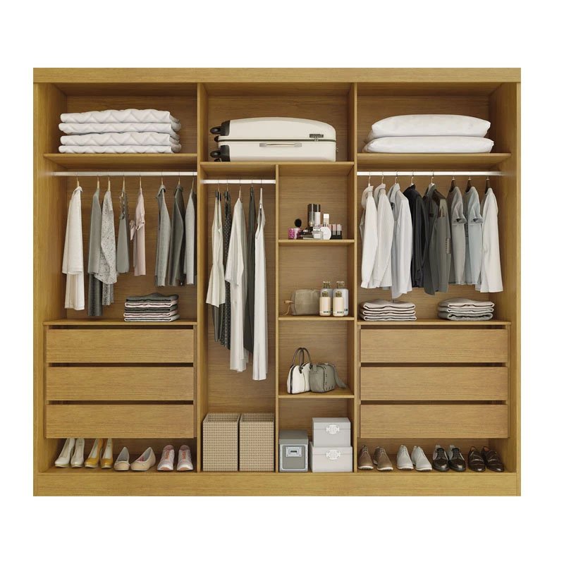 Roupeiro Alvorada 6 Portas larg. 2.70m 100% MDF Nature/Off - Bianchi - Imagem 2