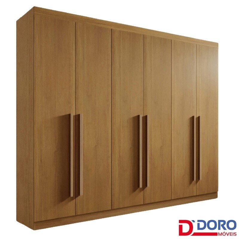 Roupeiro Casal Da Vinci Plus Cinamomo 6 Portas 6 Gavetas 100% MDF Larg. 2.75m - D Doro