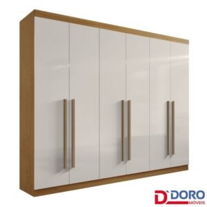 Roupeiro Casal Da Vinci Plus Cinamomo/Off 6 Portas 6 Gavetas 100% MDF Larg. 2.75m - D Doro