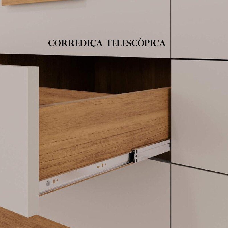 Roupeiro Dinamarca Branco C/Espelho 6 Portas 9 Gavetas C/pés Larg. 1.80m - Sallêto - Imagem 4