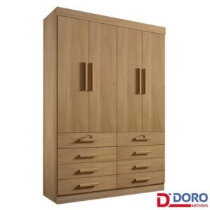 Roupeiro Solteiro Mônaco Cinamomo 4 Portas 8 Gavetas Larg. 1.60m - D Doro