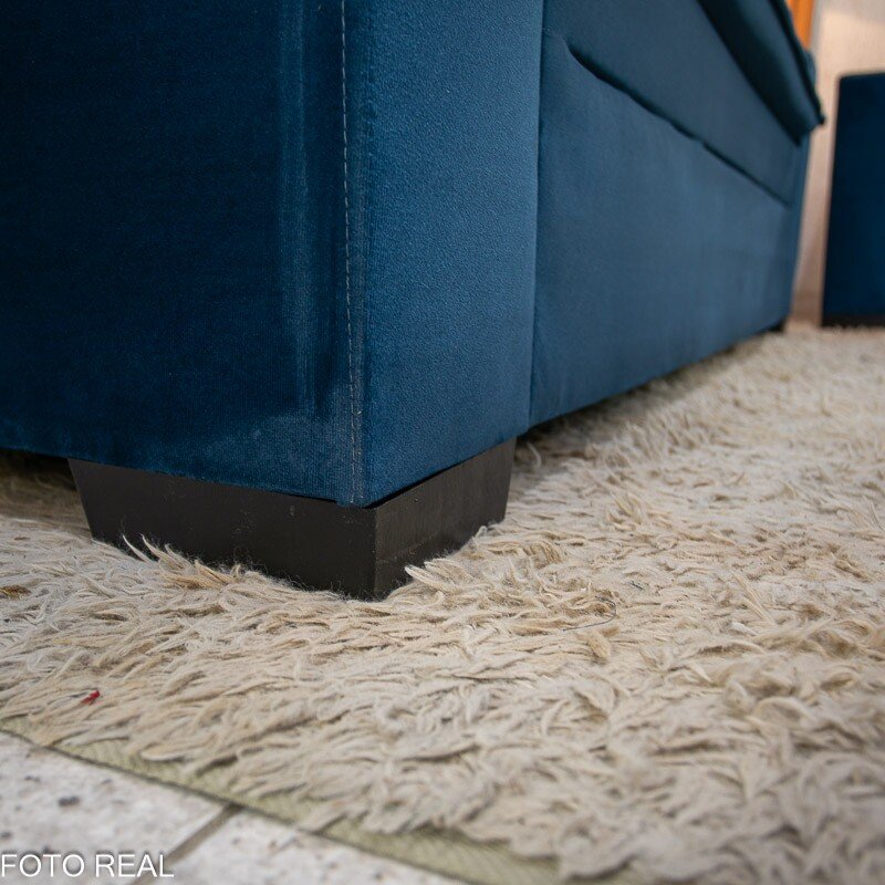 Sofá 3 e 2 lugares França com Puff Veludo Azul A16 - Imagem 7