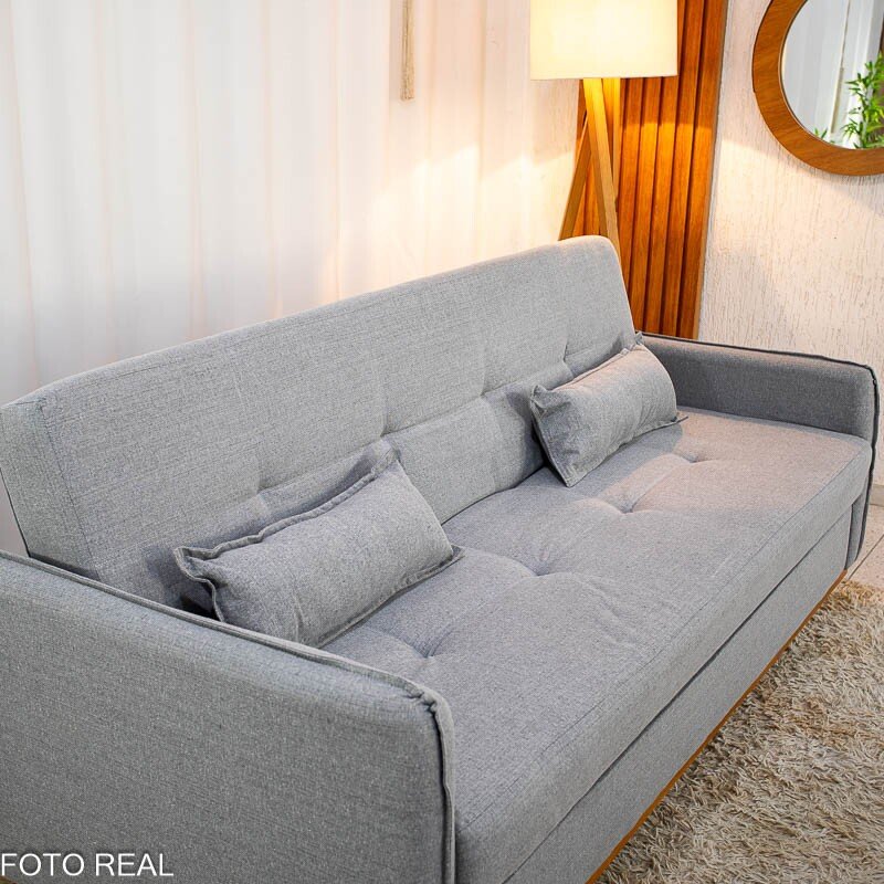 Sofá Cama Ipanema com Baú Linho Cinza 2275 - Larg. 2.05m - Imagem 5