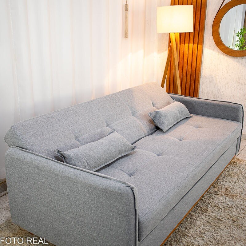 Sofá Cama Ipanema com Baú Linho Cinza 2275 - Larg. 2.05m - Imagem 6