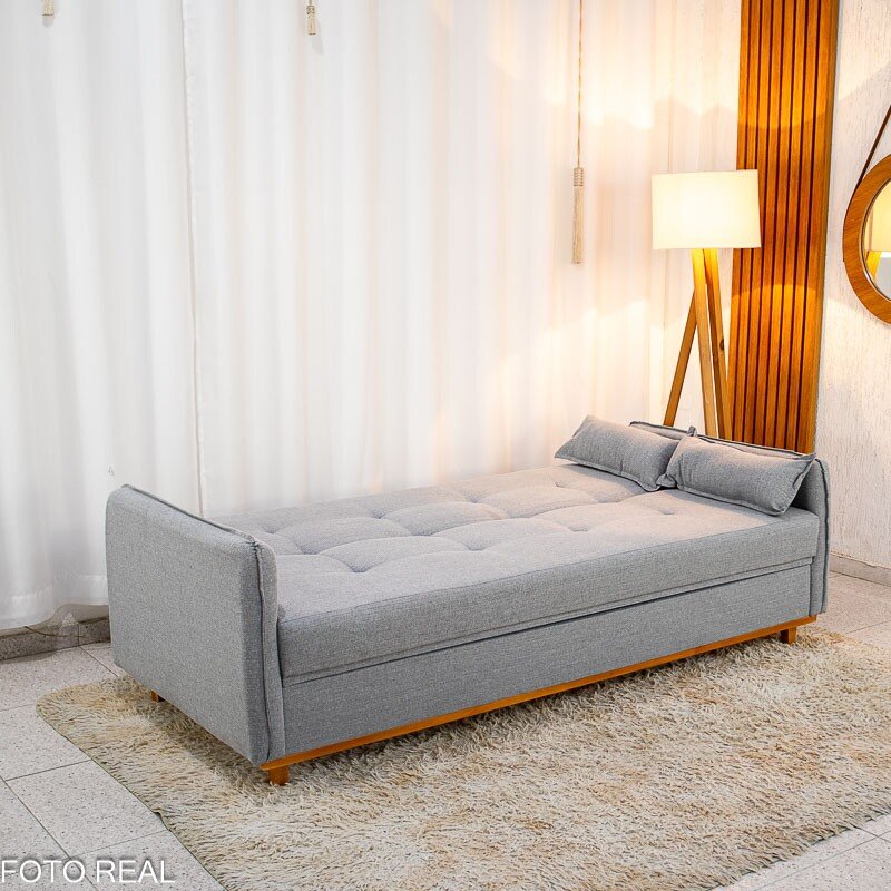 Sofá Cama Ipanema com Baú Linho Cinza 2275 - Larg. 2.05m - Imagem 4