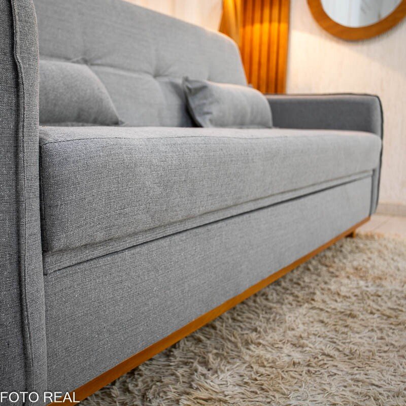 Sofá Cama Ipanema com Baú Linho Cinza 2275 - Larg. 2.05m - Imagem 7