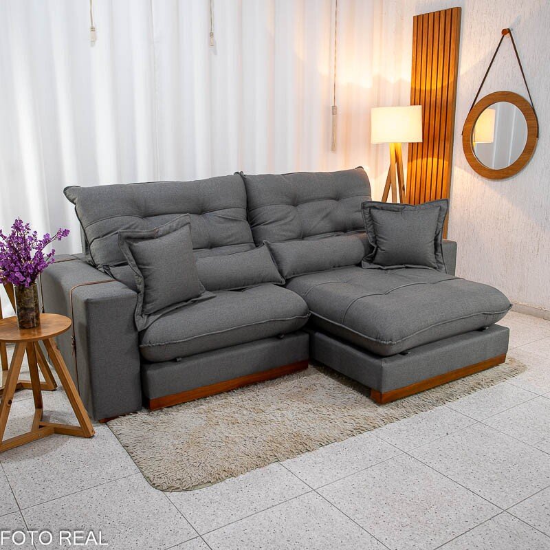 Sofá Retrátil Reclinável Toronto 2.50m Linho Grafite 2008 - Molas Ensacadas - Imagem 2