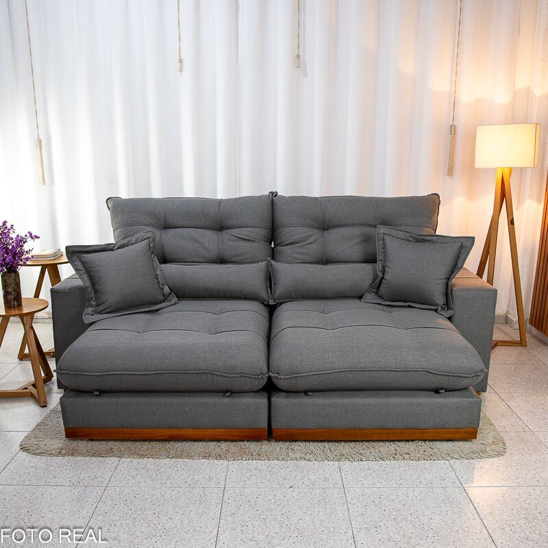Sofá Retrátil Reclinável Toronto 2.50m Linho Grafite 2008 - Molas Ensacadas - Imagem 4