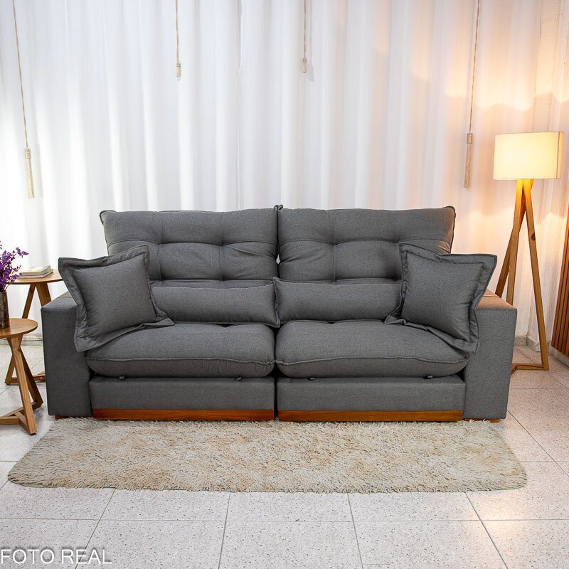 Sofá Retrátil Reclinável Toronto 2.50m Linho Grafite 2008 - Molas Ensacadas - Imagem 5
