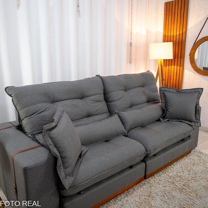 Sofá Retrátil Reclinável Toronto 2.50m Linho Grafite 2008 - Molas Ensacadas - Imagem 6