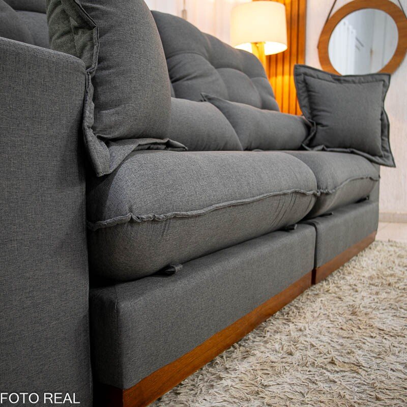 Sofá Retrátil Reclinável Toronto 2.50m Linho Grafite 2008 - Molas Ensacadas - Imagem 7