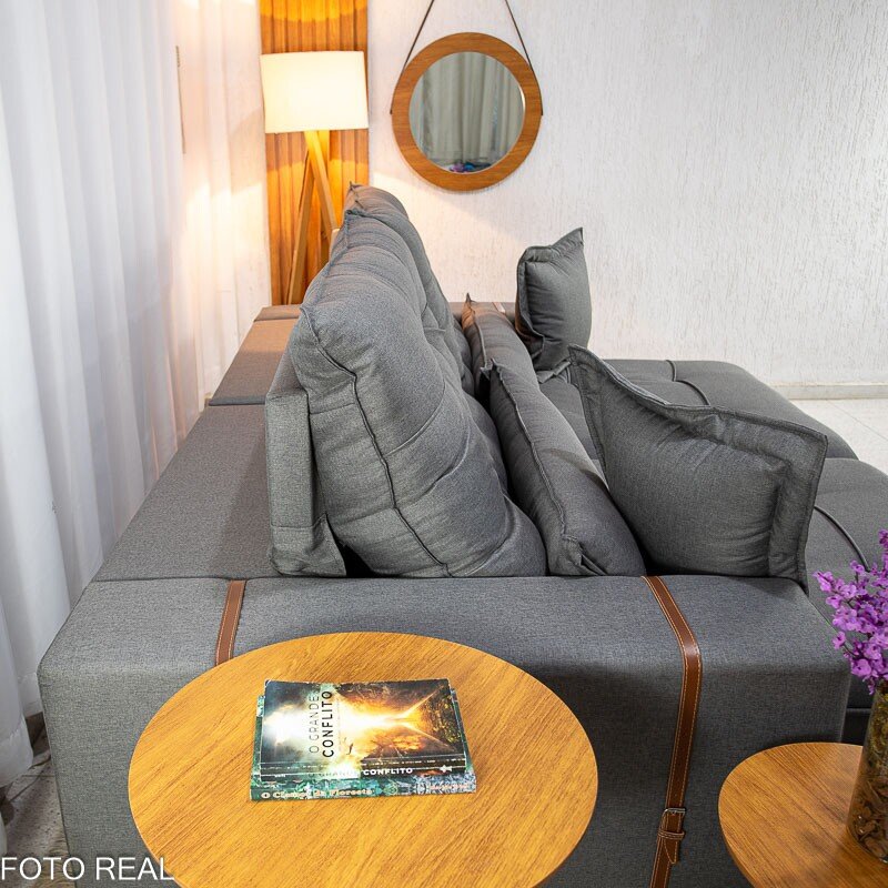 Sofá Retrátil Reclinável Toronto 2.50m Linho Grafite 2008 - Molas Ensacadas - Imagem 8