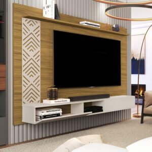 Painel até 60" Roma Nature/Off White - MADEC/VJ MÓVEIS