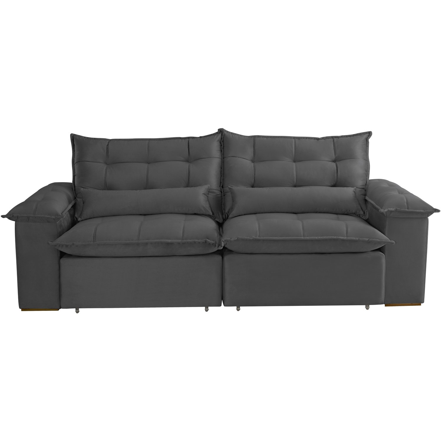 Sofá Retrátil e Reclinável Niger 2,50 m Veludo Cinza B010 - TREVO ESTOFADOS - Imagem 5