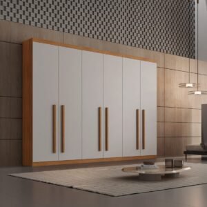 Guarda-Roupa 6 Portas Pernambuco 2,73 m Naturale/Off White - RUFATO