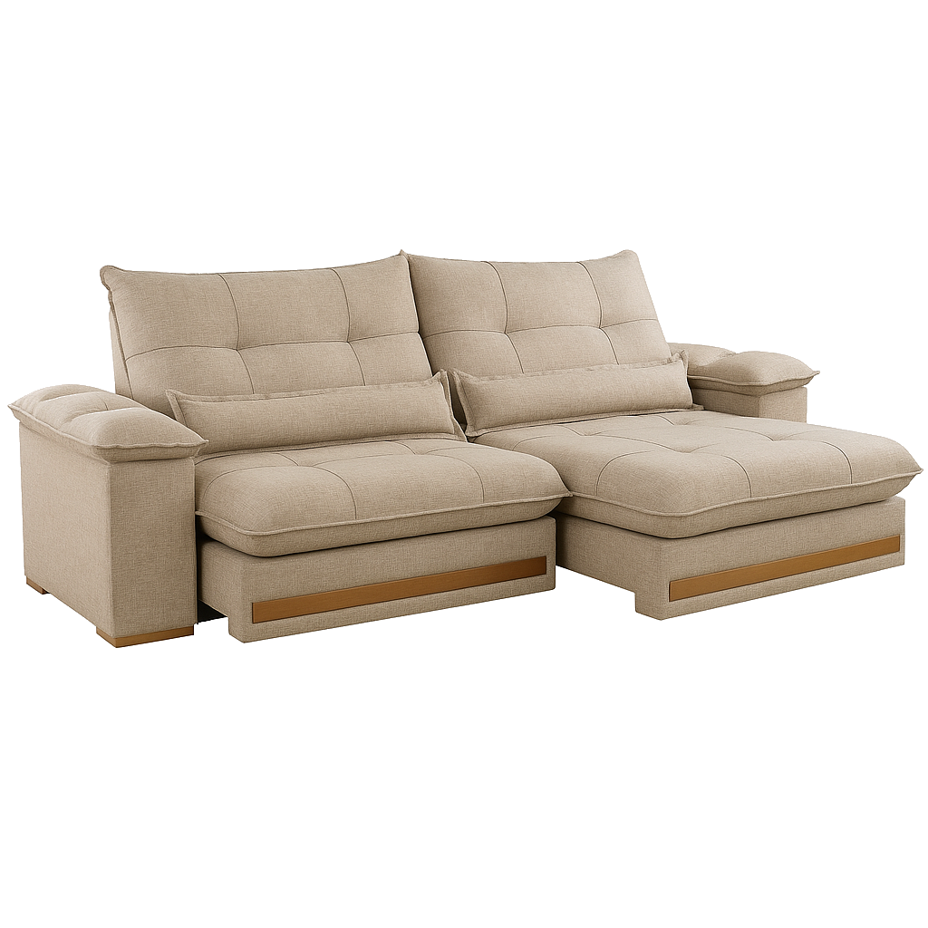 Sofá Retrátil e Reclinável Qatar 2,00 m Linho Bege A227 – TREVO ESTOFADOS - Imagem 3