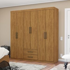 Guarda-Roupa 6 Portas(Sem Espelho/Sem Pés) Áries 1,53 m Cinamono – CARIOCA MÓVEIS