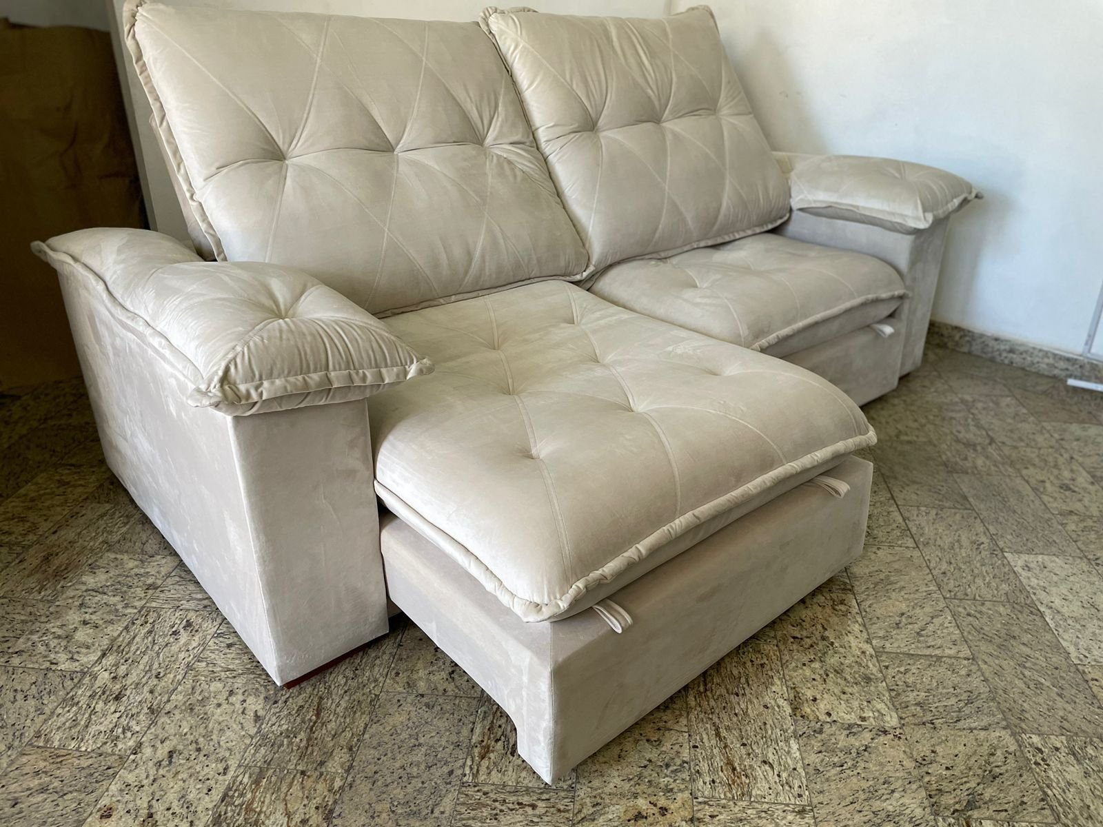 Sofá Retrátil e Reclinável Corvette 2,90 m Prata - D'VITRINE ESTOFADOS(PROMOÇÃO) - Imagem 5