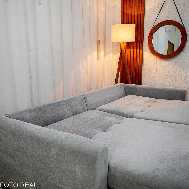 Sofá Retrátil Amaranto Premium 2.30m Veludo Plush Prata - Sem Caixa - Imagem 12