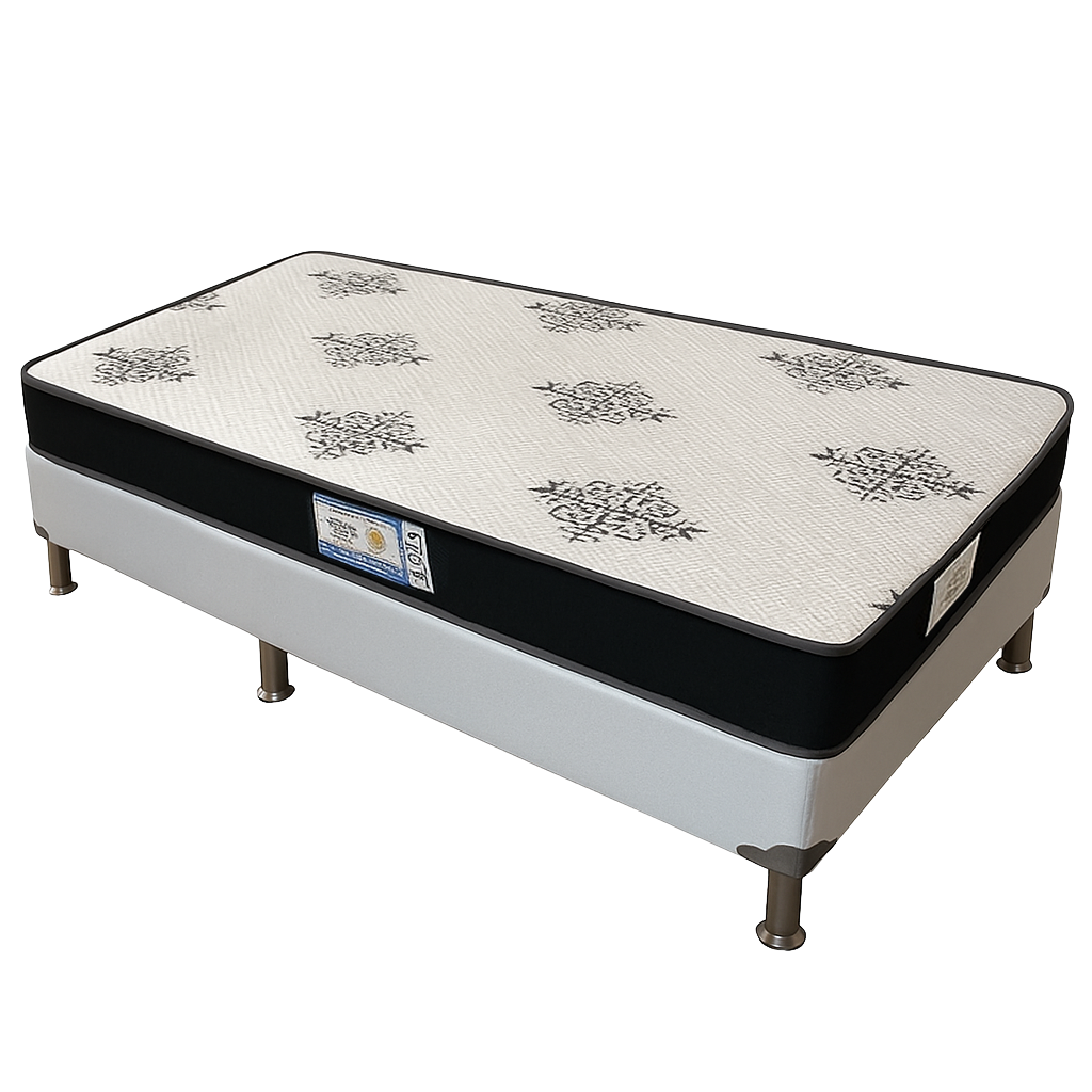 Colchão Solteiro Light D20 + Base Box Simples Corino Branco – ECOTEC + ALTO NÍVEL CAMAS E COLCHÕES - Imagem 2