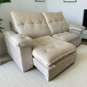 Sofá Retrátil e Reclinável Corvette 2,50 m Bege - D'VITRINE ESTOFADOS(PROMOÇÃO)