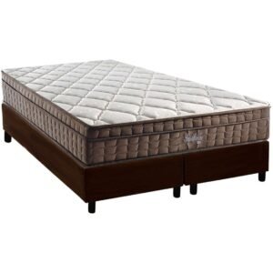 Colchão Queen Star One D28/AG D70 + Base Box Simples Corino Marrom - ANJOS COLCHÕES + ALTO NÍVEL CAMAS E COLCHÕES
