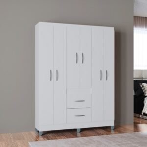 Guarda-Roupa 6 Portas Milão 1,35 m Branco - POQUEMA