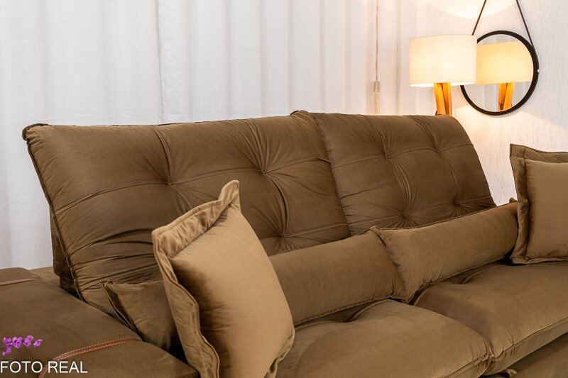 Sofá Retrátil Reclinável Toronto 2.50m Veludo Bege 4056 - Molas Ensacadas - Imagem 6