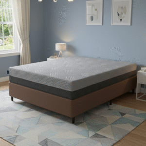 Colchão Casal Fit Visco D28/D40 + Base Box Simples Corino Marrom – UMAFLEX + BIOSTAR