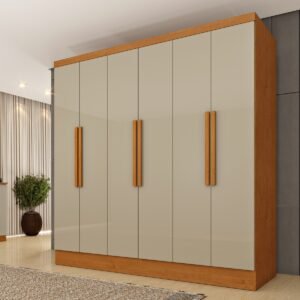 Guarda-Roupa 6 Portas Bariloche/Equador 1,80 m Cinamono/Off White - TCIL