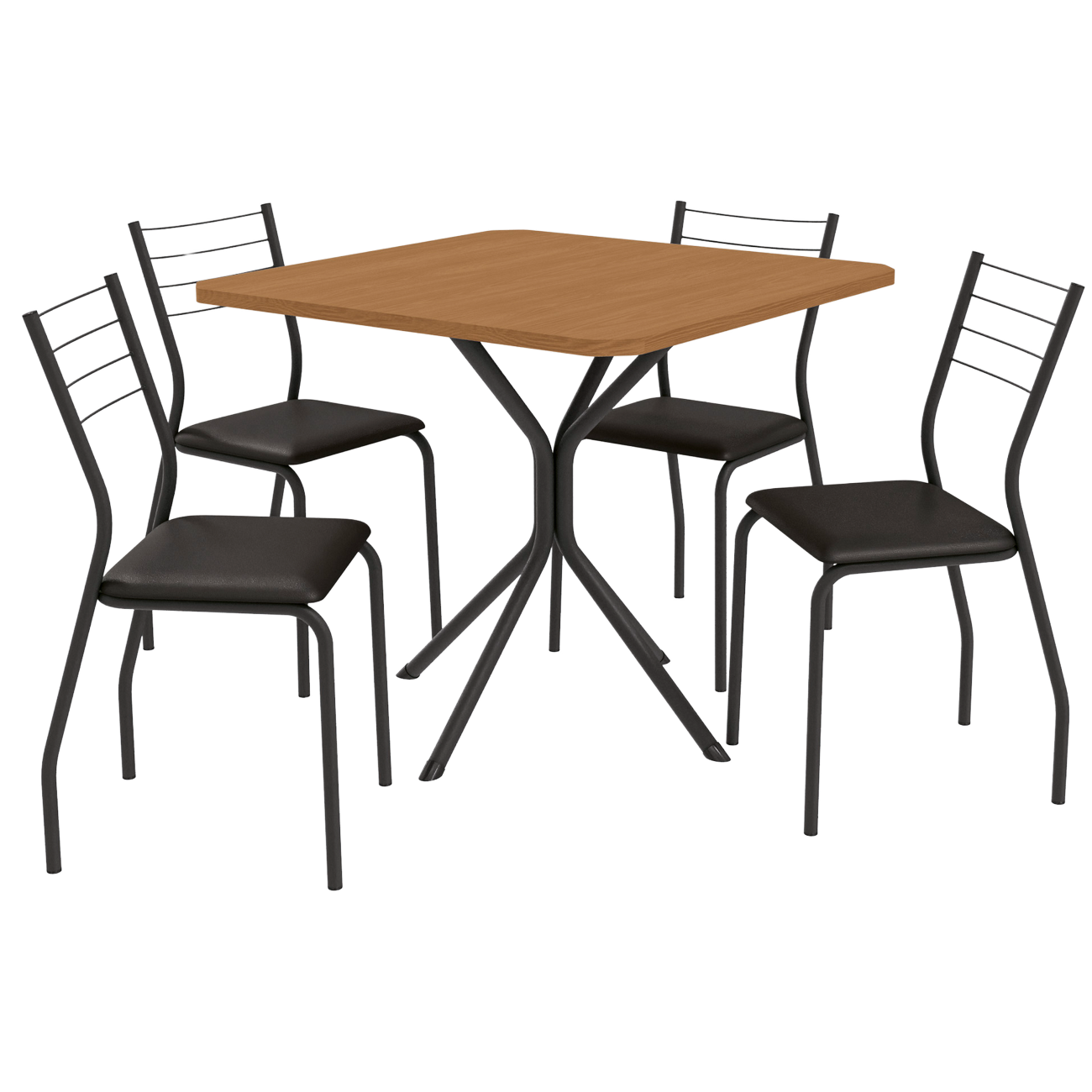 Mesa Creta 0,90 com 4 Cadeiras Malta CMC1078(M088/F090/4C140) Preto/Cinamomo - KAPPESBERG - Imagem 5