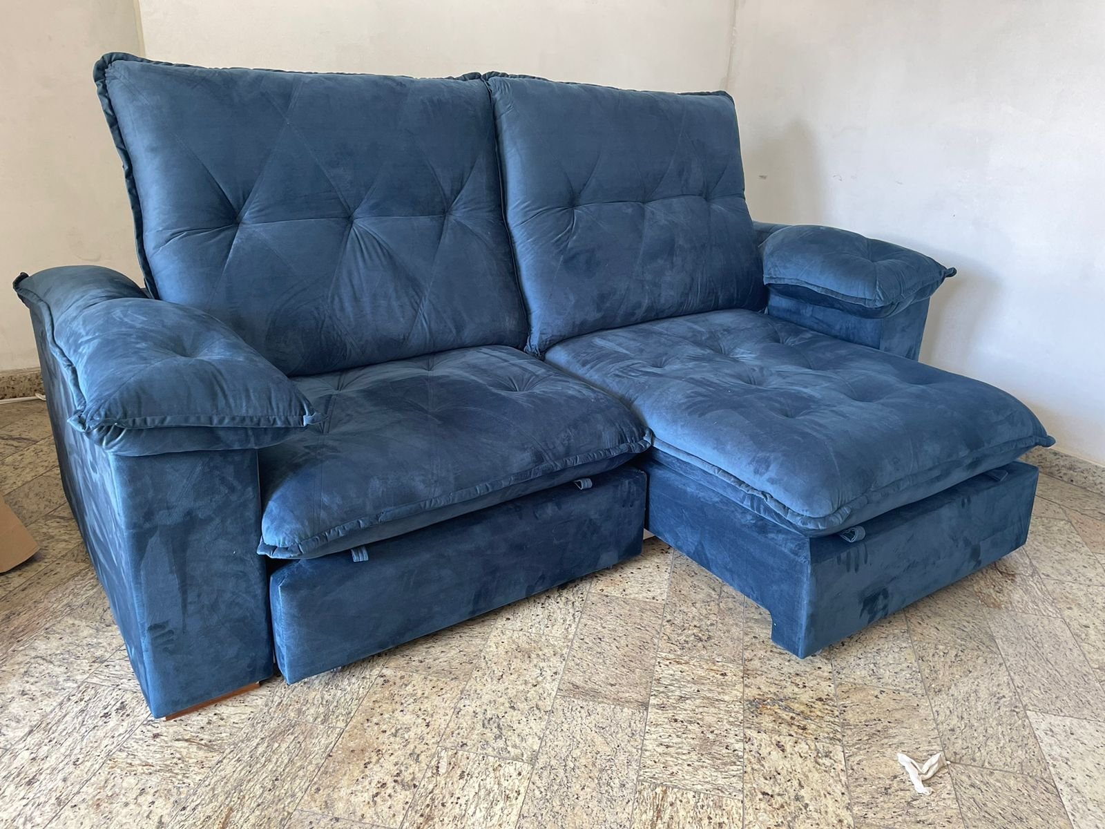 Sofá Retrátil e Reclinável Corvette 2,90 m Azul - D'VITRINE ESTOFADOS(PROMOÇÃO) - Imagem 3