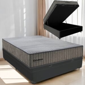 Colchão Casal Exclusive Foam + Base Box Baú Preto – ORTOBOM + BIOSTAR