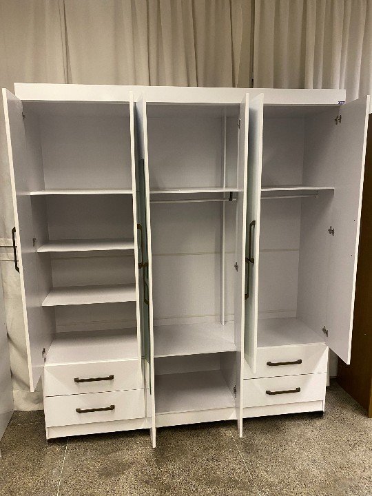 Guarda-Roupa 6 Portas Hércules(Com espelho)1,77 m Branco - CARIOCA MÓVEIS - Imagem 4
