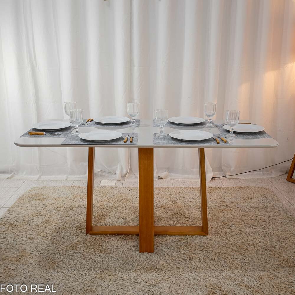 Mesa Pedro Mel Vidro OFF 160×80 6 Cadeiras Genova Veludo Prata 514 Madeira Maciça Art Assento - Entregue Montada - Imagem 6