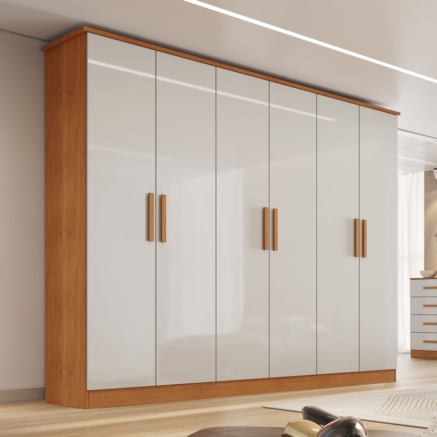 Guarda-Roupa 6 Portas Nina 2,12 m Nature/Off White - BIANCHI