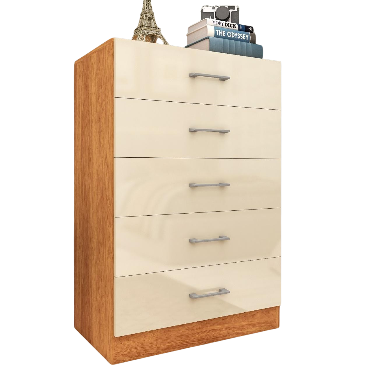 Cômoda 5 Gavetas Aruba Cinamomo/Off White – FELLICCI - Imagem 2