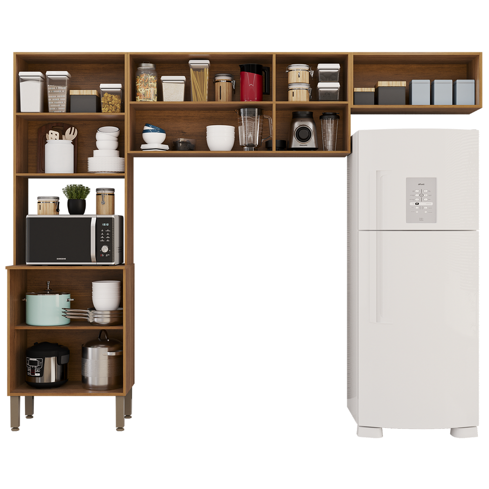 Cozinha 3 Peças New Valência (S/Balcão) Cinamomo/Off White - SALLÊTO - Imagem 2