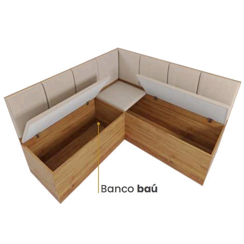 Conjunto Canto Alemão + Mesa Mon/Soberano Mel/Blonde + 2 Cadeiras Milão Mel/Linho Bronze - VIERO MÓVEIS - Imagem 4